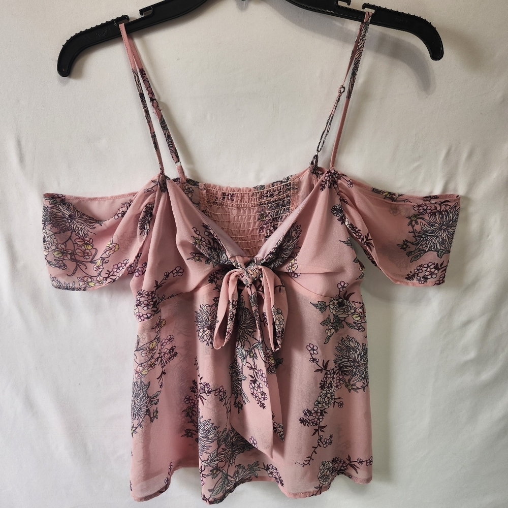 Sheer Floral Off-the-Shoulder Flowy Top